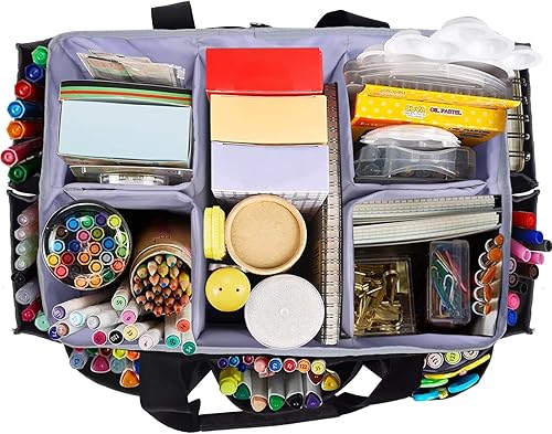 Miniatura 2 de VOSDANS Bolsa multifuncional para manualidades, arte, costura, viajes, uso diario, oficina, color gris, negro