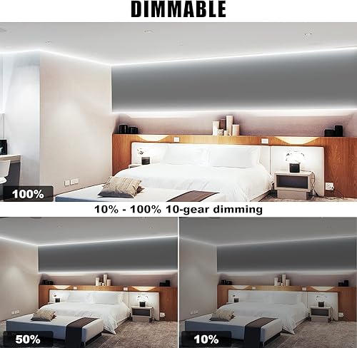 Miniatura 5 de Tira de luces LED COB blanca Tatazone Max con control remoto RF, 5m 6500K luz de tira de mazorca ultra brillante regulable de luz blanca diurna,