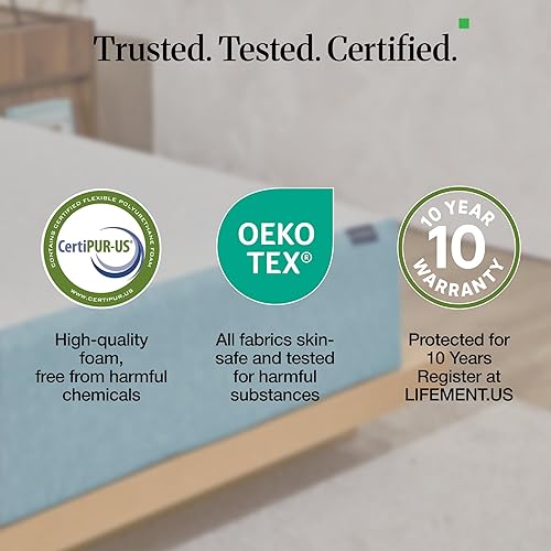 Miniatura 8 de LIFEMENT Colchón de espuma viscoelástica King de 12 pulgadas con infusión de gel refrescante en una caja, cama de firmeza media, sin fibra