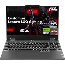 Delca Customized Laptop Made with Lenovo LOQ Gaming Laptop | 15.6" FHD IPS 144Hz 100% sRGB | AMD 4-core Ryzen 5 7235HS | 16GB/32GB/64GB DDR5 512GB/1TB/2TB SSD | GeForce RTX 4050 6GB | Backlit Win11