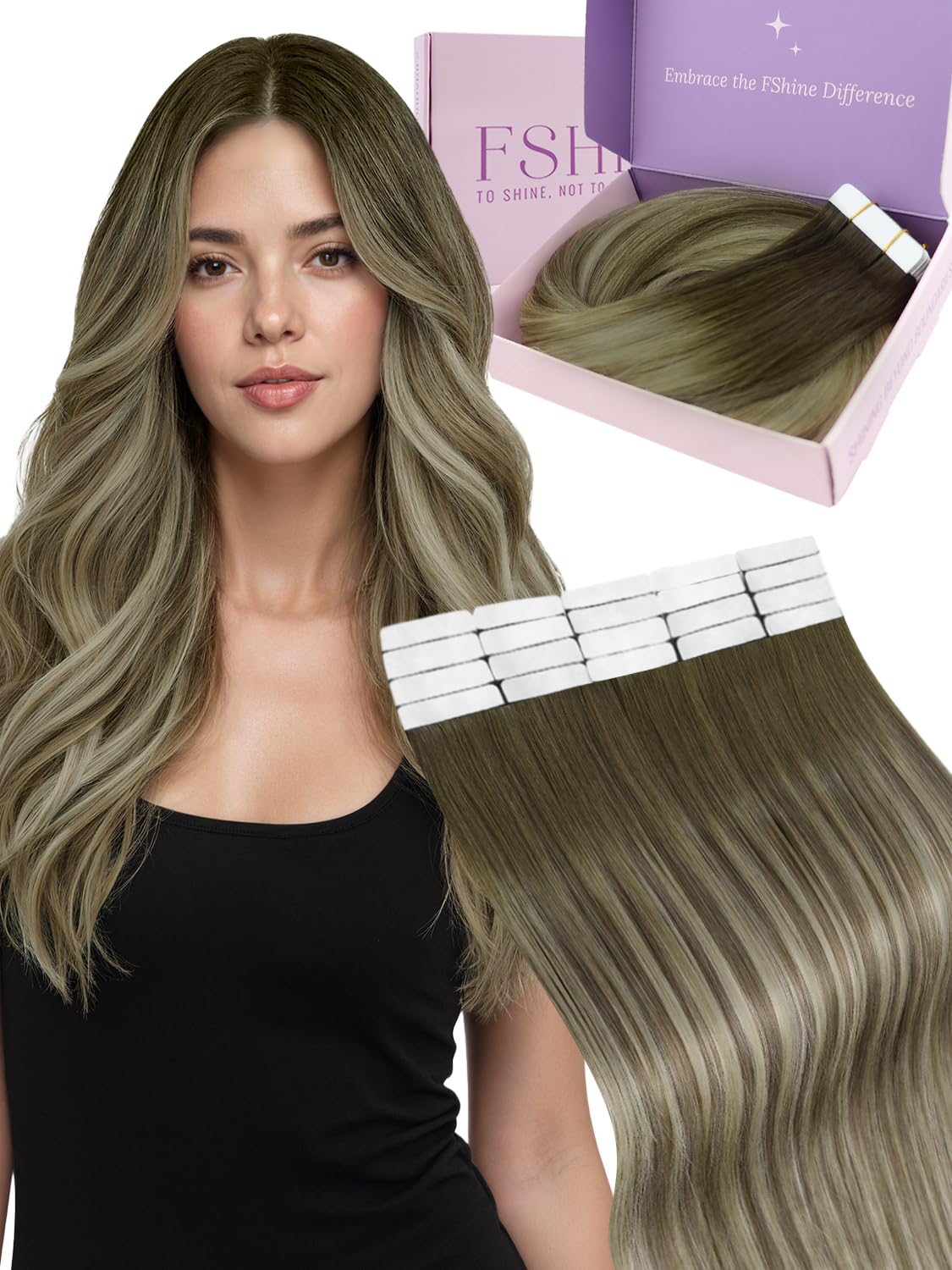 Fshine Extensions Echthaar, Natürliches Volumen, Weich Haarverlängerungen