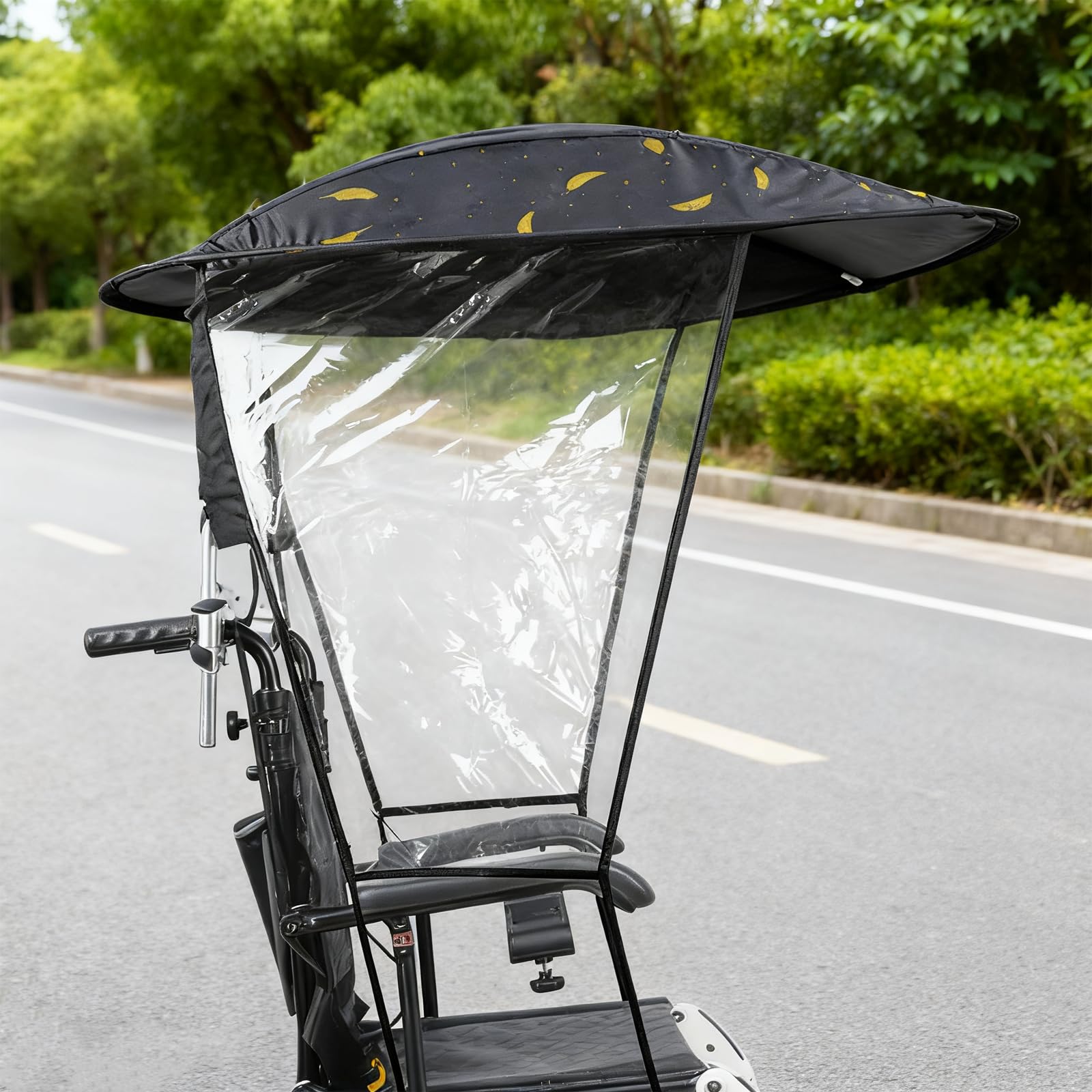 Toldo para Silla de Ruedas Eléctrica, Ajustable Protección Solar y Lluvia, Resistente al Viento, Impermeable, Antirayos UV, Fácil Instalación Compatible con Sillas Manuales y Eléctricas