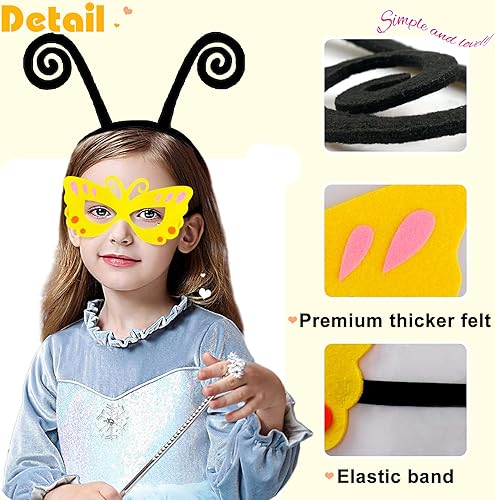 Miniatura 8 de IROLEHOME Disfraces de alas de mariposa para niñas, arco iris, mariposa, ropa de vestir, máscara de antena y tutú, regalos de fiesta