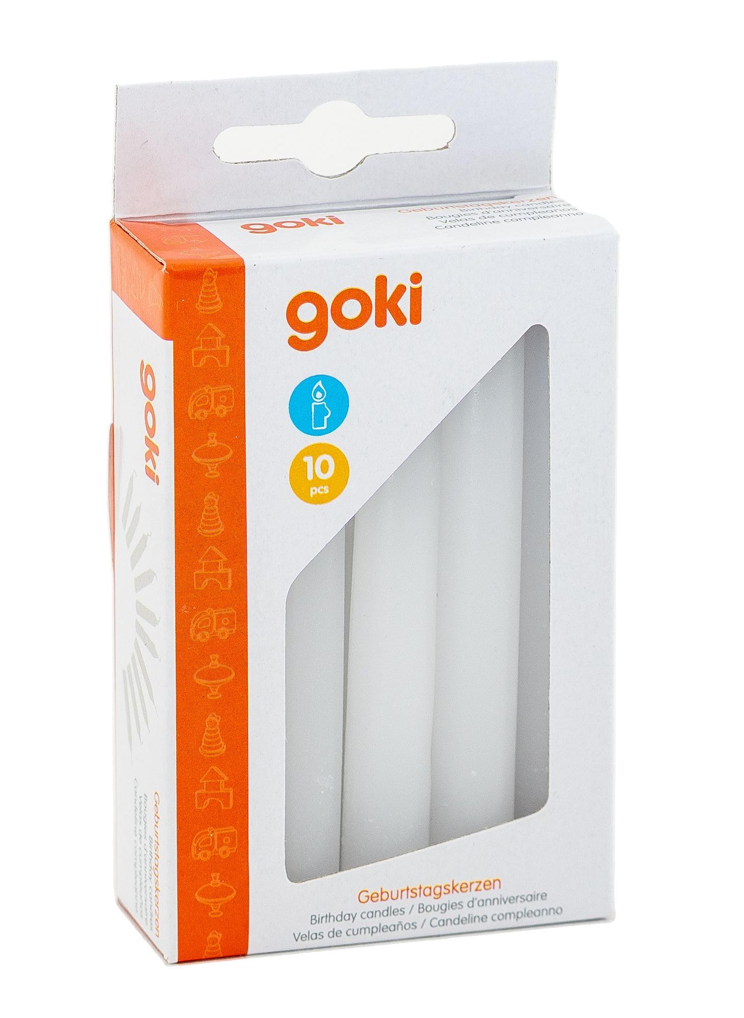 goki Candele di compleanno bianche 10 pezzi diametro 1,3 cm per treno