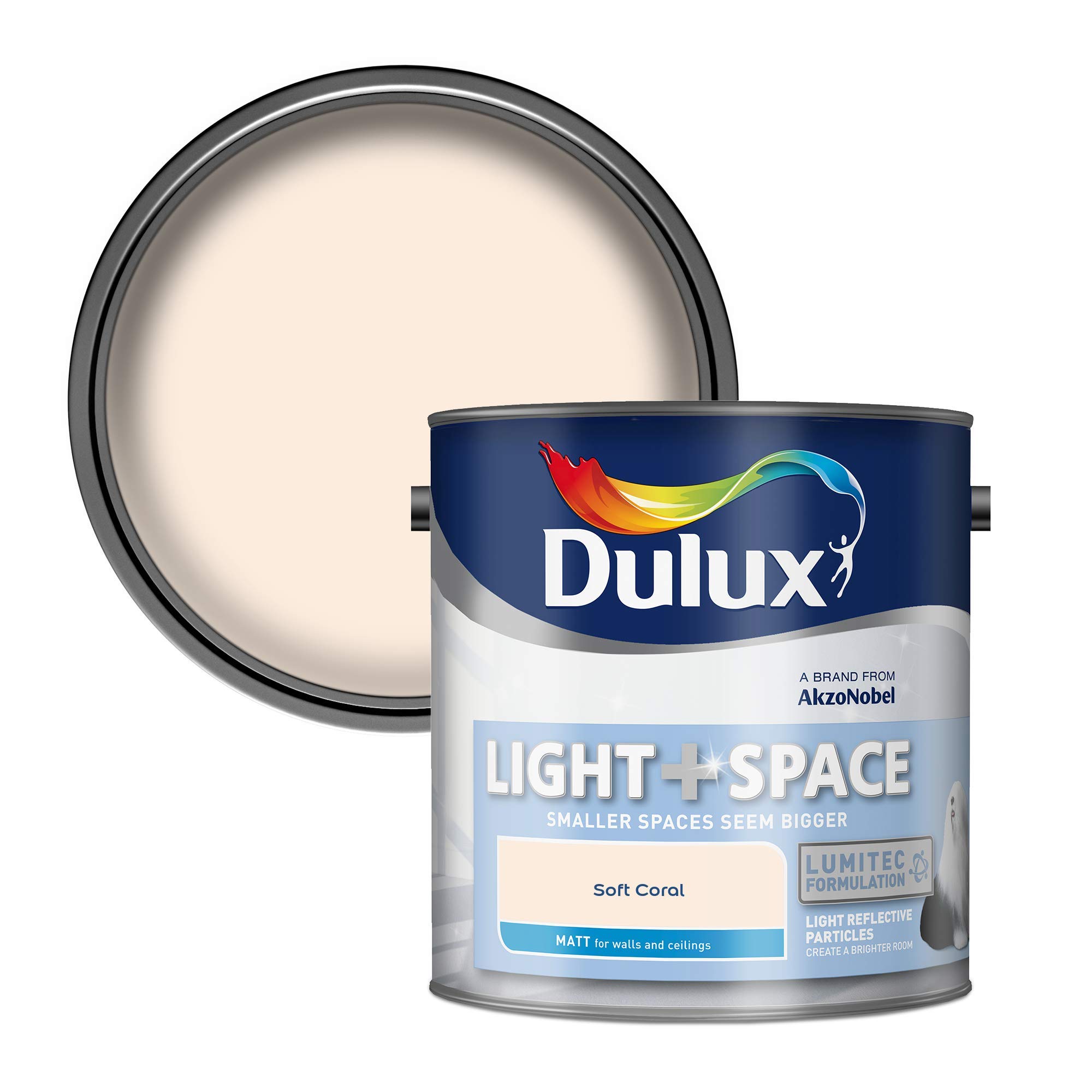 Dulux Soft Coral Light And Space Matt Emulsion Paint For Walls And Ceilings - 2.5 Litres