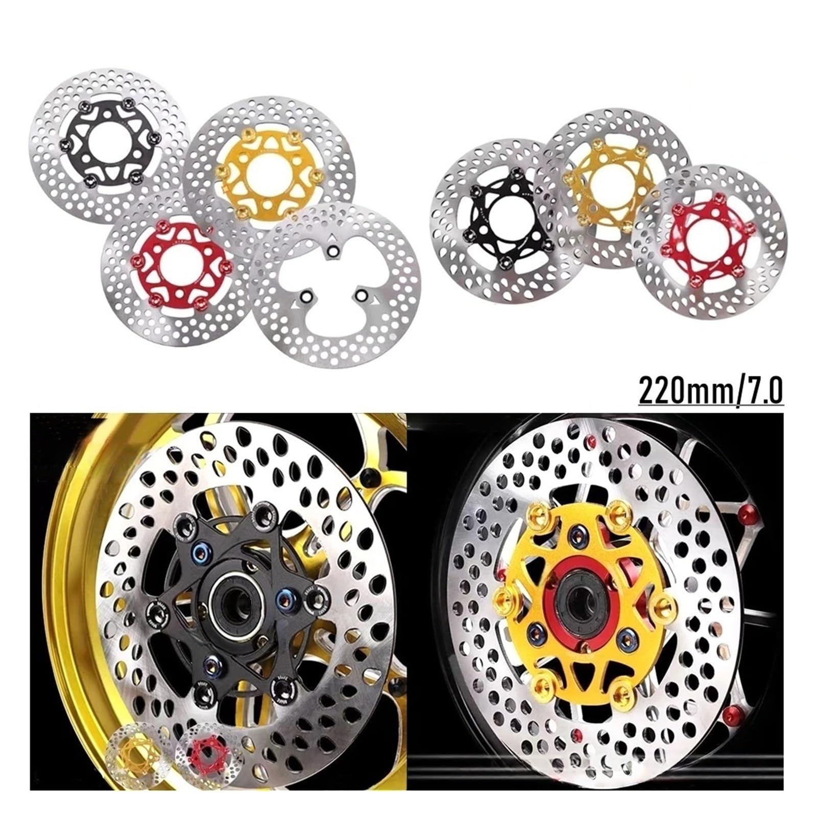 Disco freno flottante Disco Freno Anteriore Universale Per Scooter Moto 220mm-7.0 Flottante Per Aerox BWS FORCE RSZ JOG Per M3 Niu(220 Disc black-B)