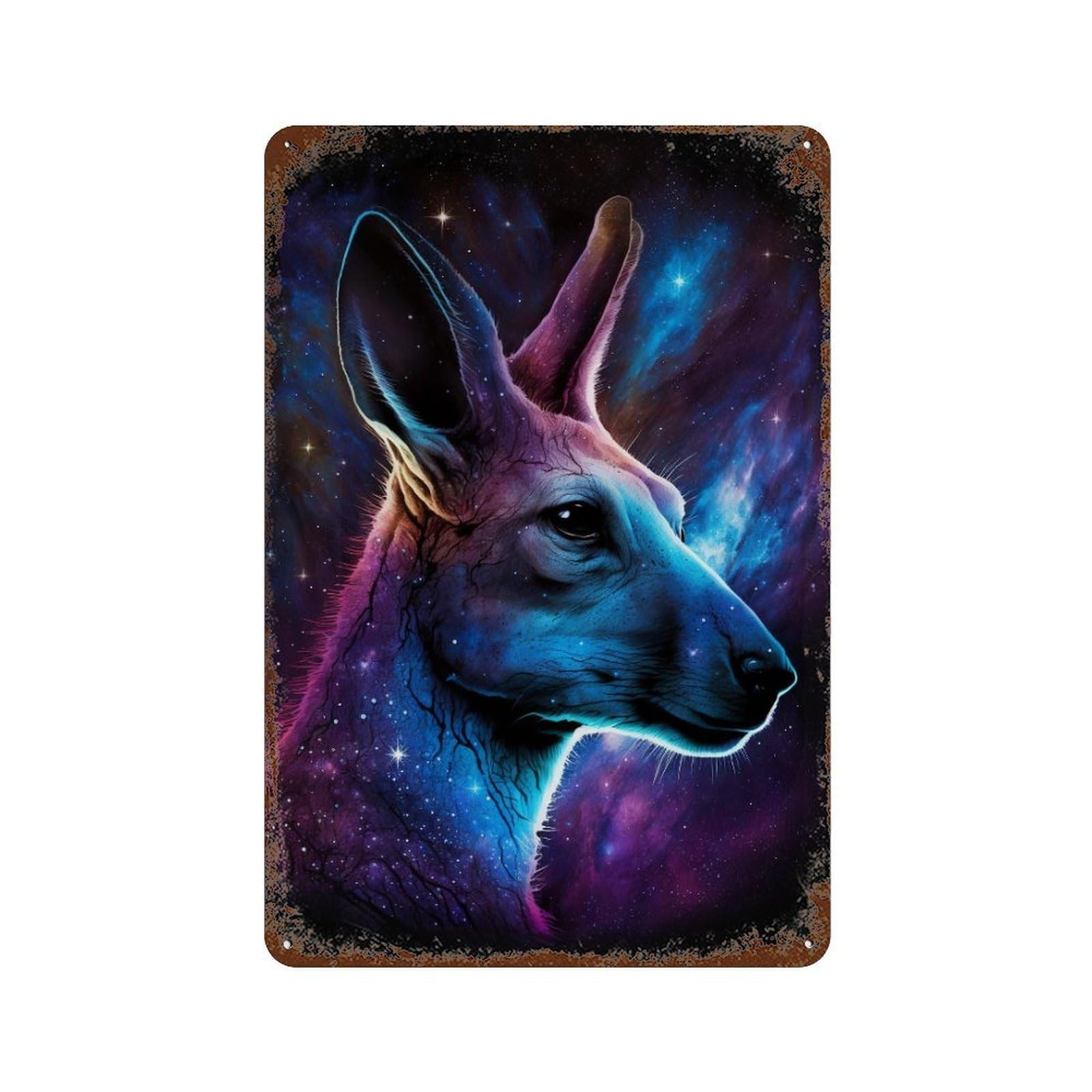 Vintage Rust Metal Sign Cosmic Kangaroo Portrait-13 11.8"x7.9", Old School Wall Decor for Office, Studio And Wall Decor
