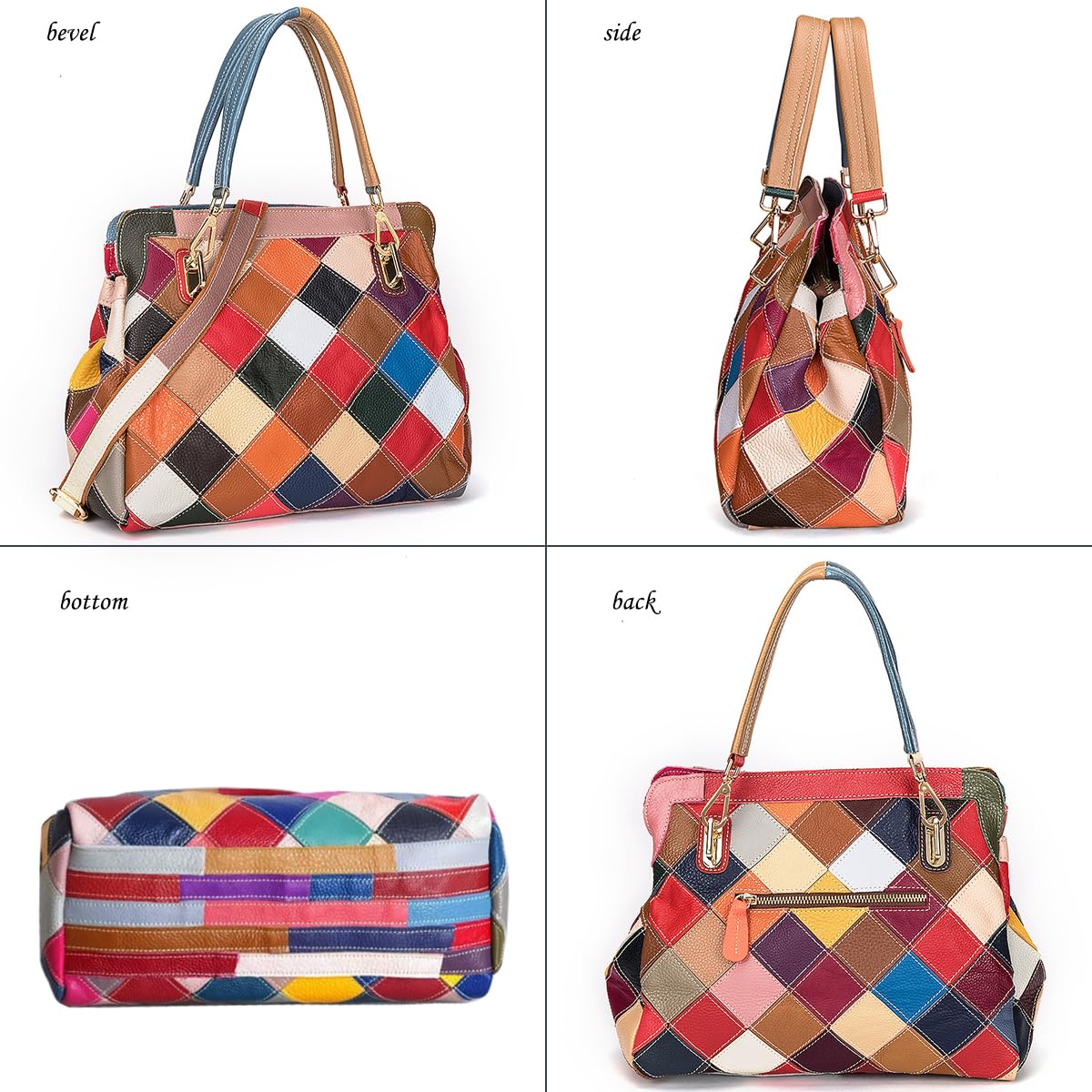Bolso de piel de charol colorido con asa superior brillante con estampado de cocodrilo, bolso de hombro de retazos multicolor, bolso de hombro para compras