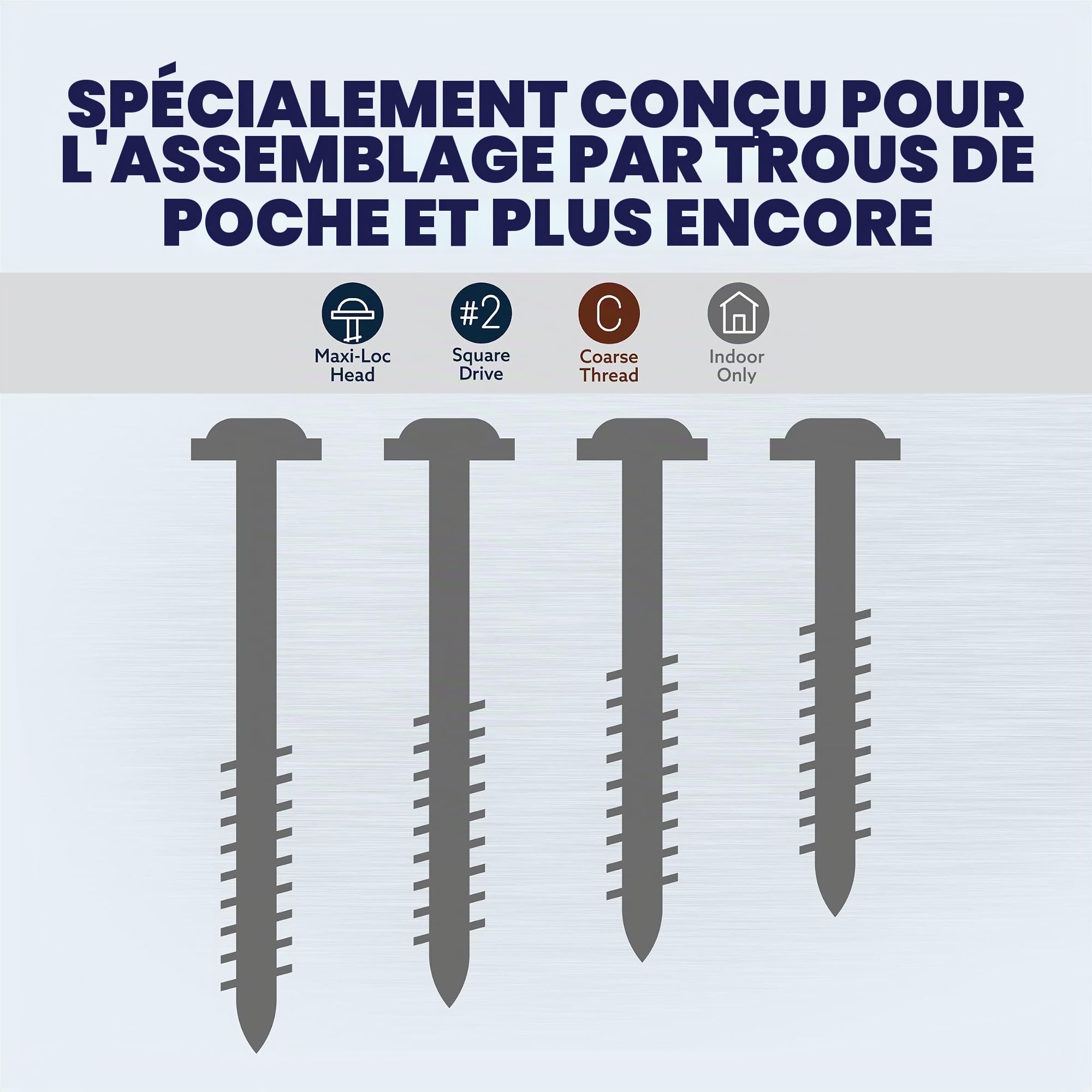 KREG® Maxi-Loc™ Lot de 1200 vis à trou de poche en zinc 32 mm