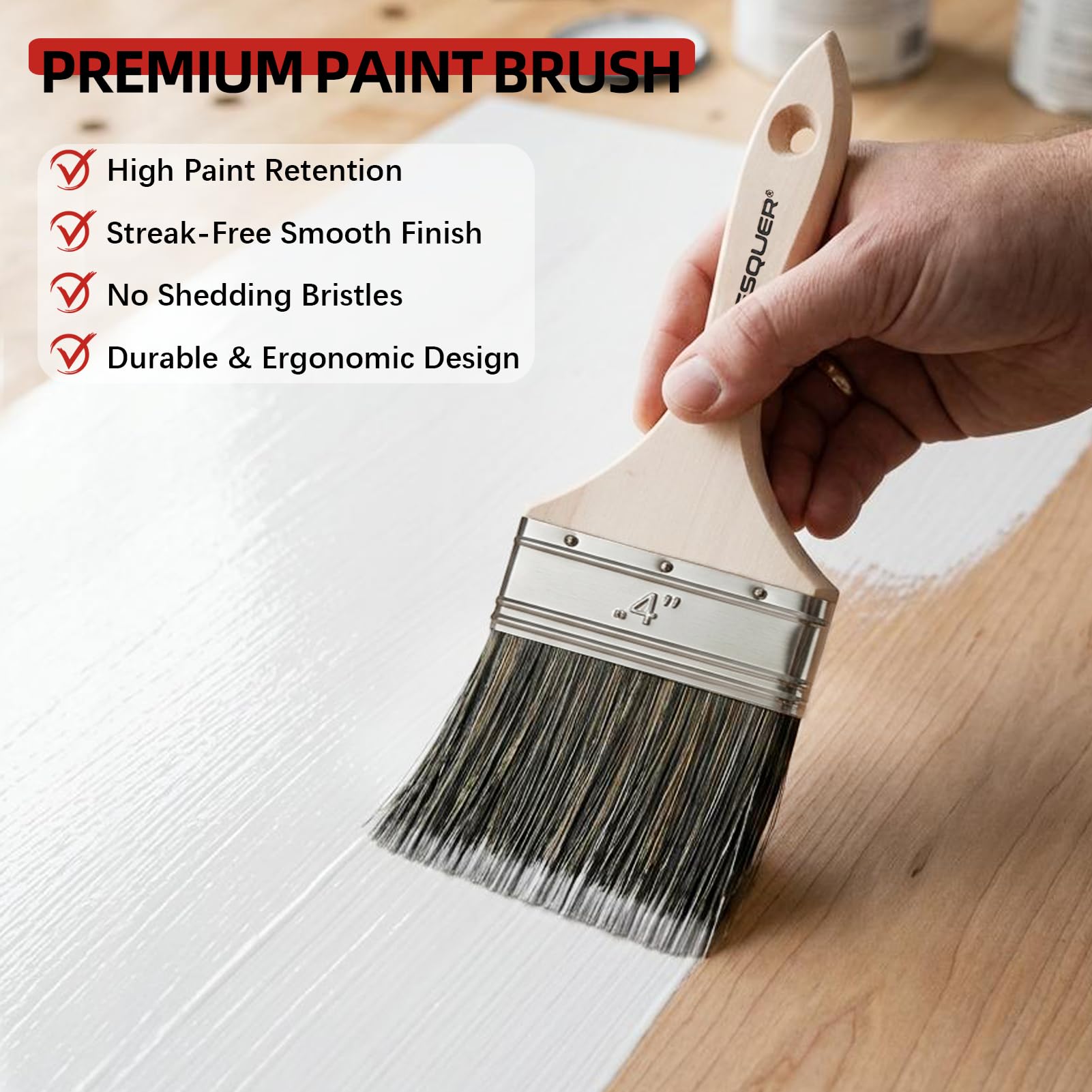 Wesquer Paint Brushes - Large, Durable for Walls & More -5