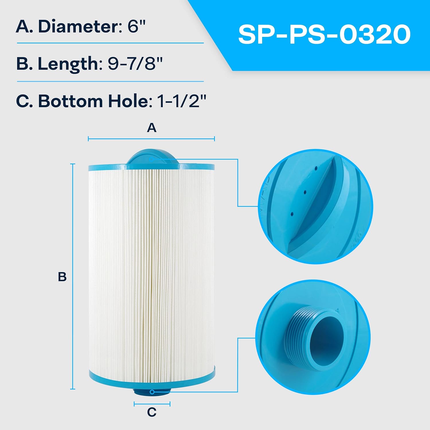SpiroPure Replacement for Unicel 6CH-35 Pleatco PTL35W-P-4 Filbur FC-0320 Hot Tub Spa Pool Filter Replacement Cartridge
