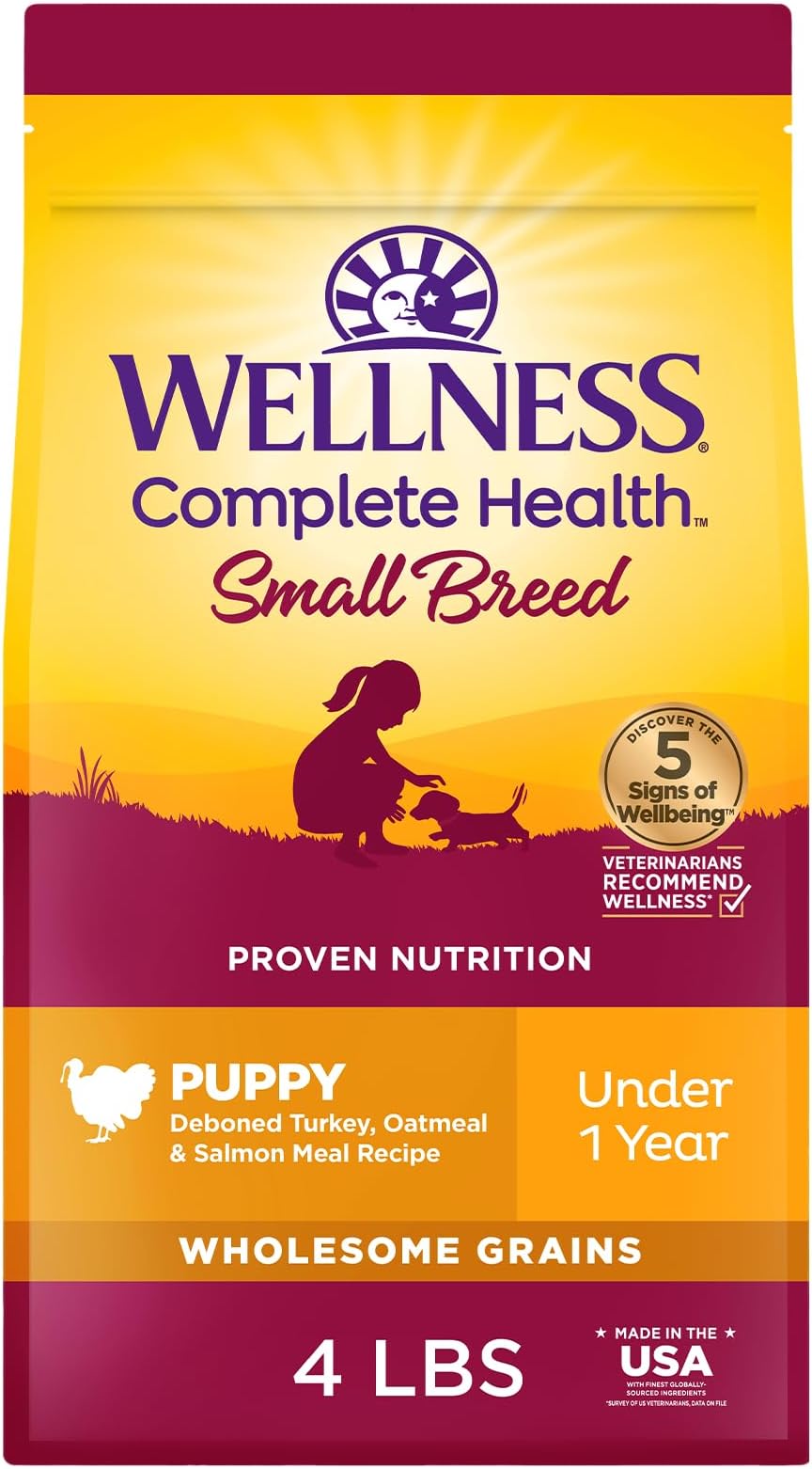 Complete Health Small Breed Dry Dog Food with Grains, Natural Ingredients, Made in USA with Real Turkey, For Dogs Up to 25 lbs. (Puppy, Turkey, Salmon & Oatmeal, 4-Pound Bag)