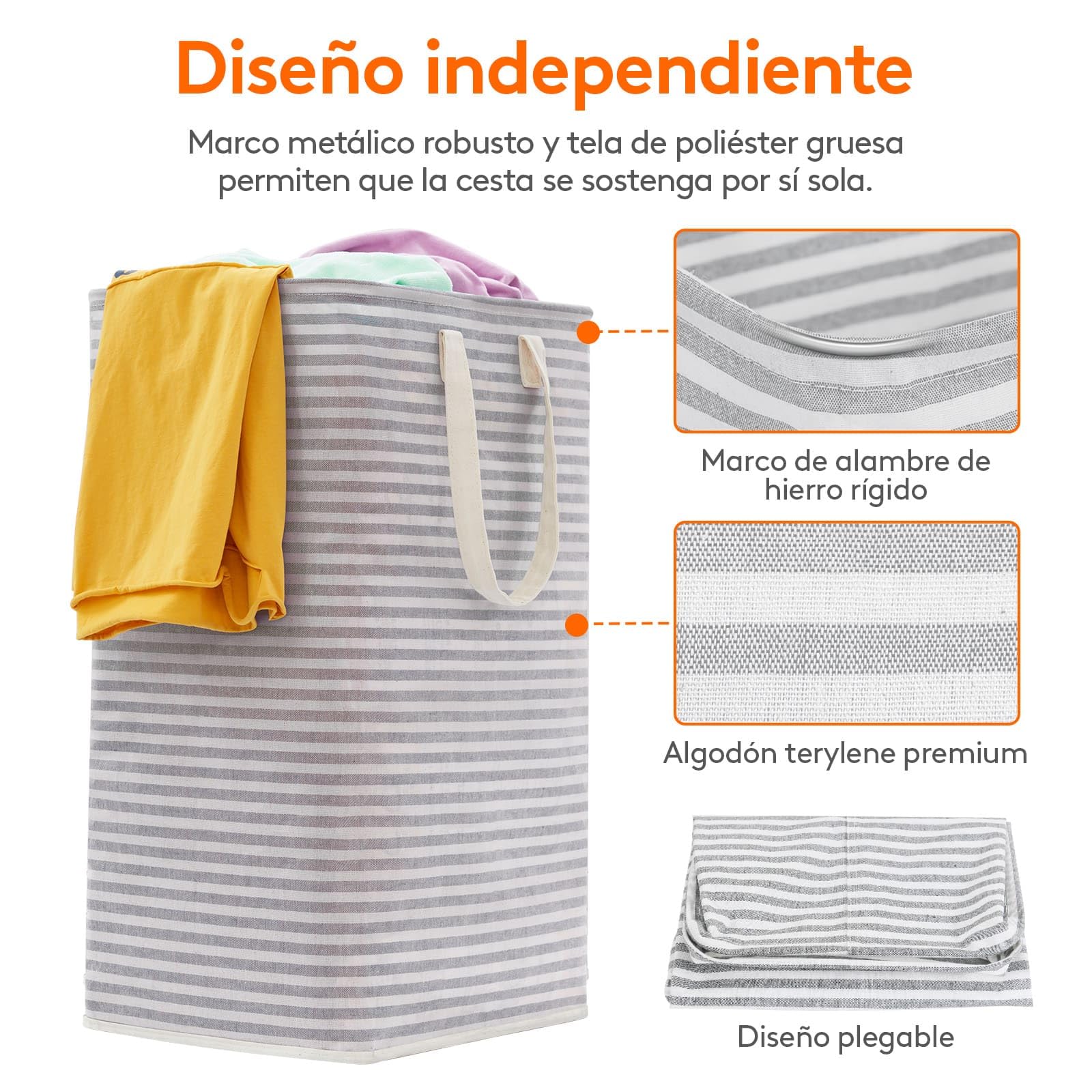 Lifewit Cesto Ropa Sucia, Cesta Ropa Sucia Impermeable con Asas Extendidas, Laundry Basket, Cubo Ropa Sucia Plegable, Bolsa Ropa Sucia para Baño, Dormitorio, Lavadero, 80L, Gris, Paquete de 2