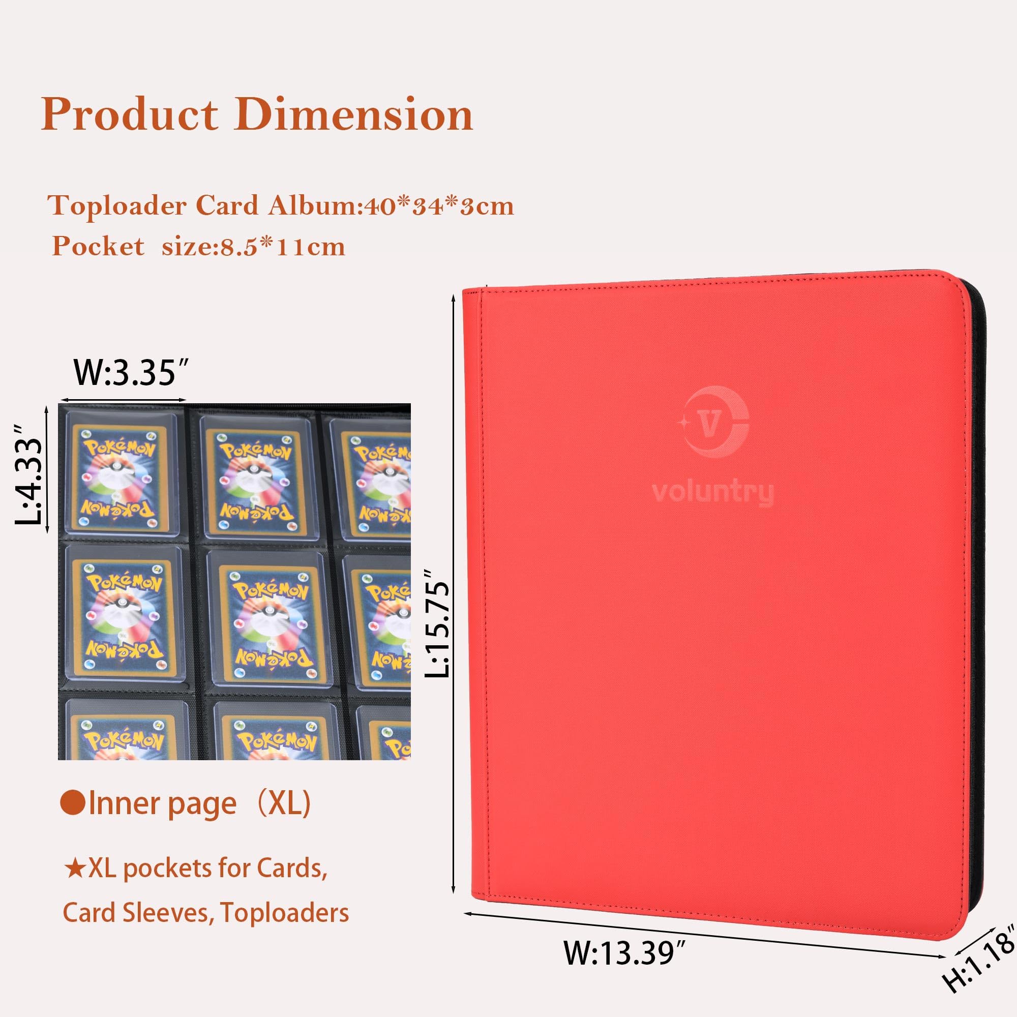 Carpeta superior con cremallera de 360 bolsillos, piel sintética de alta calidad, 9 bolsillos, 20 páginas, impermeable, álbum de tarjetas coleccionables para Pokemon/MTG/Yu-Gi-Oh/tarjetas