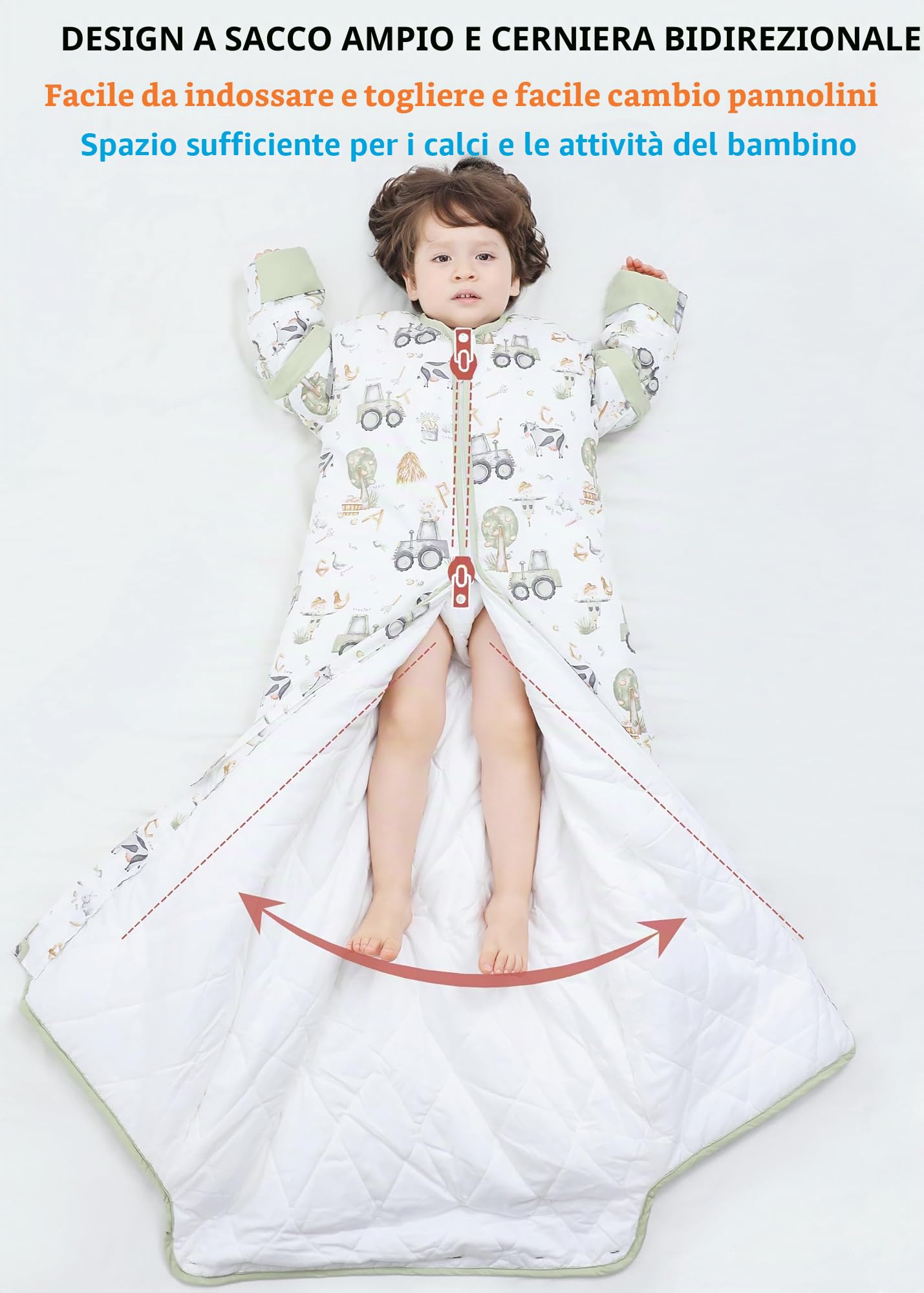 Chilsuessy Sacco a pelo per bambini con maniche staccabili, 2,5 Tog, per l’inverno e tutto l’anno, biologico, per bambini e bambine da 1 a 10 anni