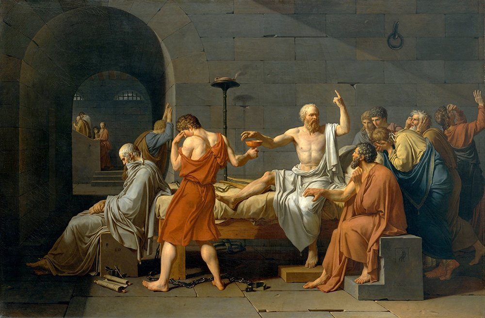 Póster de Jacques-Louis David La muerte de Sócrates, lámina artística mate mediana