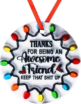 PLwelth Friends Gifts Christmas Ornaments for Best Friends Funny Friendship Ornament for Women Men Thank You Gifts for Her Him Ceramic Friend Ornaments for Christmas Tree Hanging Decorations