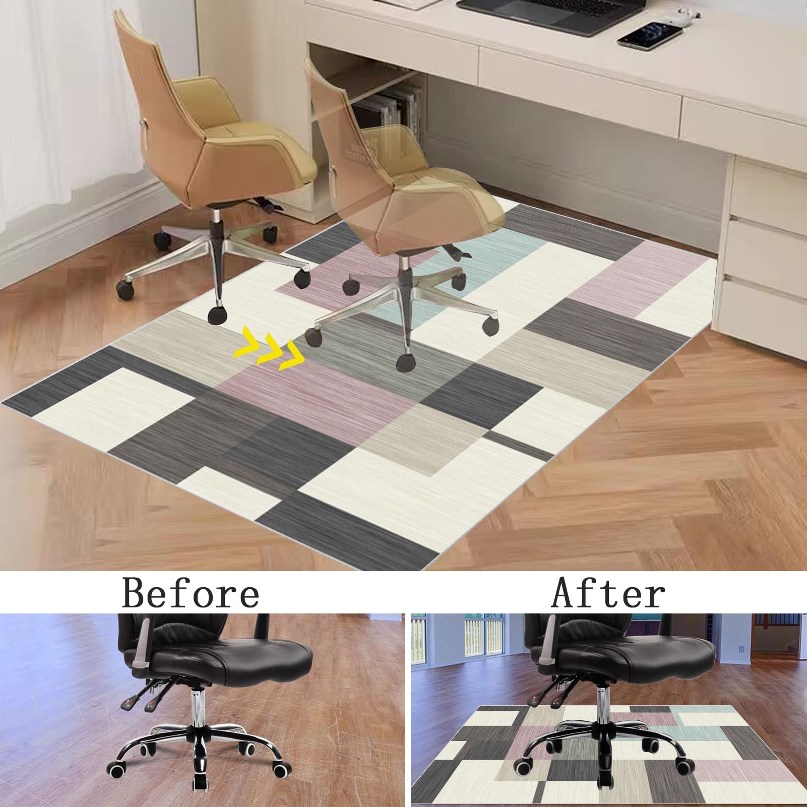 90 x 120 cm Heavy Duty Office Chair Mat for Carpeted Floor Computer Gaming Desk Chair Mat for Carpet Hard Floor Protector Mat for Rolling Chair Carpet Protector Chair Mat Floor Mat for Office Chair - Image 4