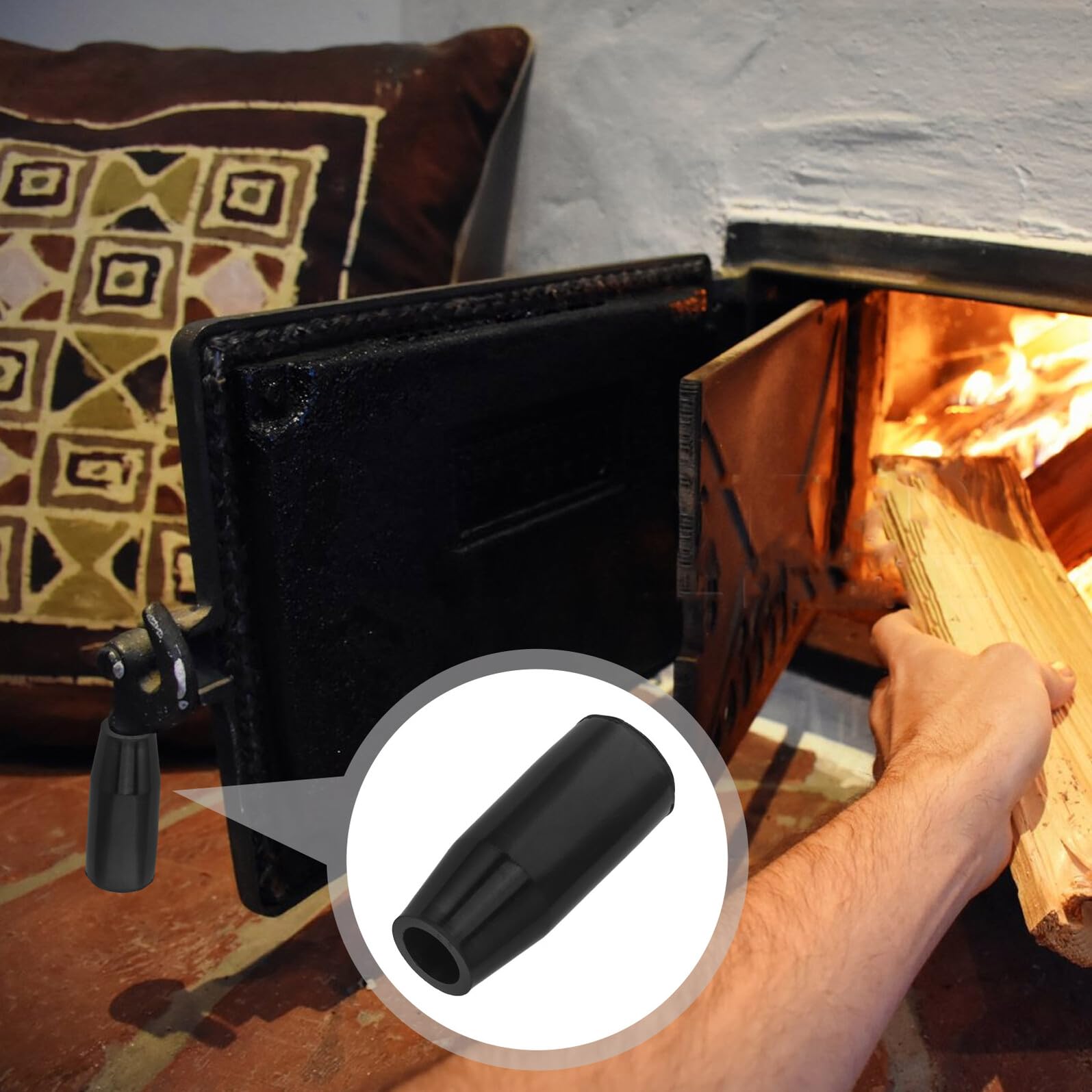 WHAMVOX 2 unidades de 2 tiradores de chimenea de plástico resistente al calor de 8 mm antideslizantes cubiertas para tiradores de puerta de horno piezas de repuesto para chimenea y accesorios de — view 6