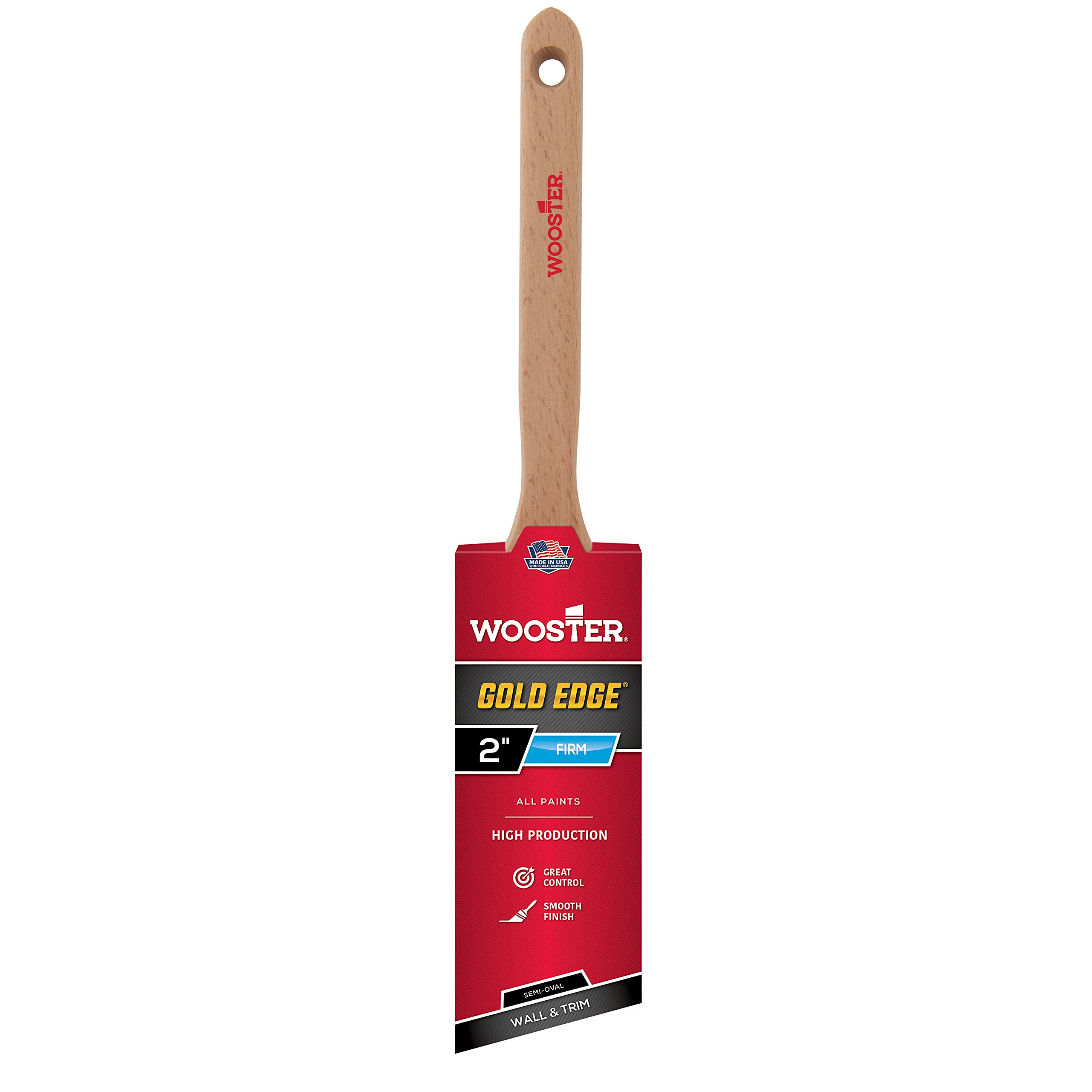 Wooster Brush Gold,White 5236-2 Gold Edge Semioval Angle Sash Paintbrush, 2-Inch Size
