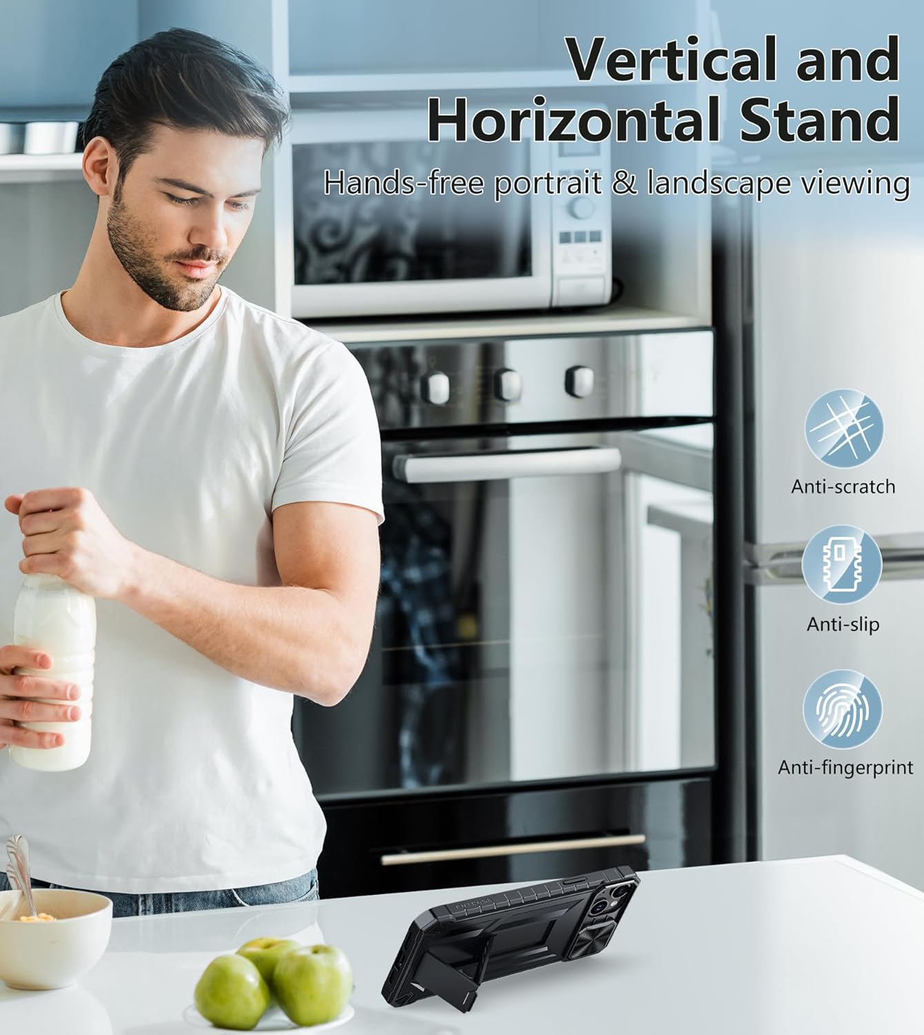 FNTCASE for iPhone 15 Plus Case: for iPhone 14 Plus Phone Case with Kickstand | Rugged Military Grade Drop Proof Protection Hard Heavy Duty Protective Sturdy Cover Black - Image 6