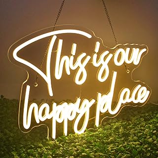 This is Our Happy Place Neon Sign Dimmable White Wall Light for Bar Decor