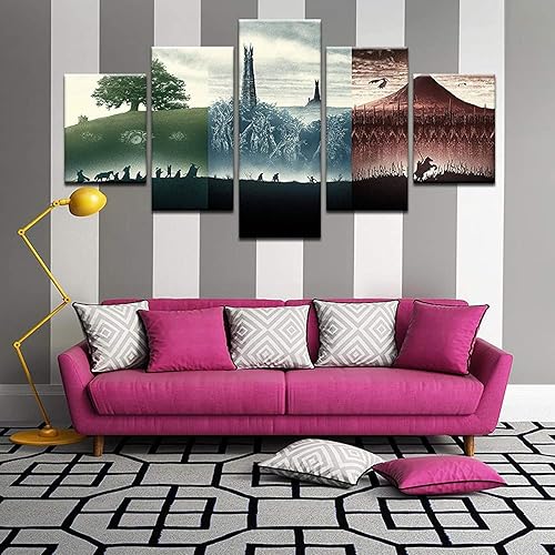 Miniatura 4 de HAOSHUNDA Póster inspirado en la trilogía de El Señor de los Anillos, arte de pared para el hogar, decoración de pared para dormitorio, sala de