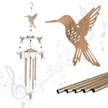 Wind Chimes for Outside Garden Decor - Hummingbird for Mom, Birthday Gifts for Women, Memorial Gifts, Housewarming Gifts, Yard or Patio Deals