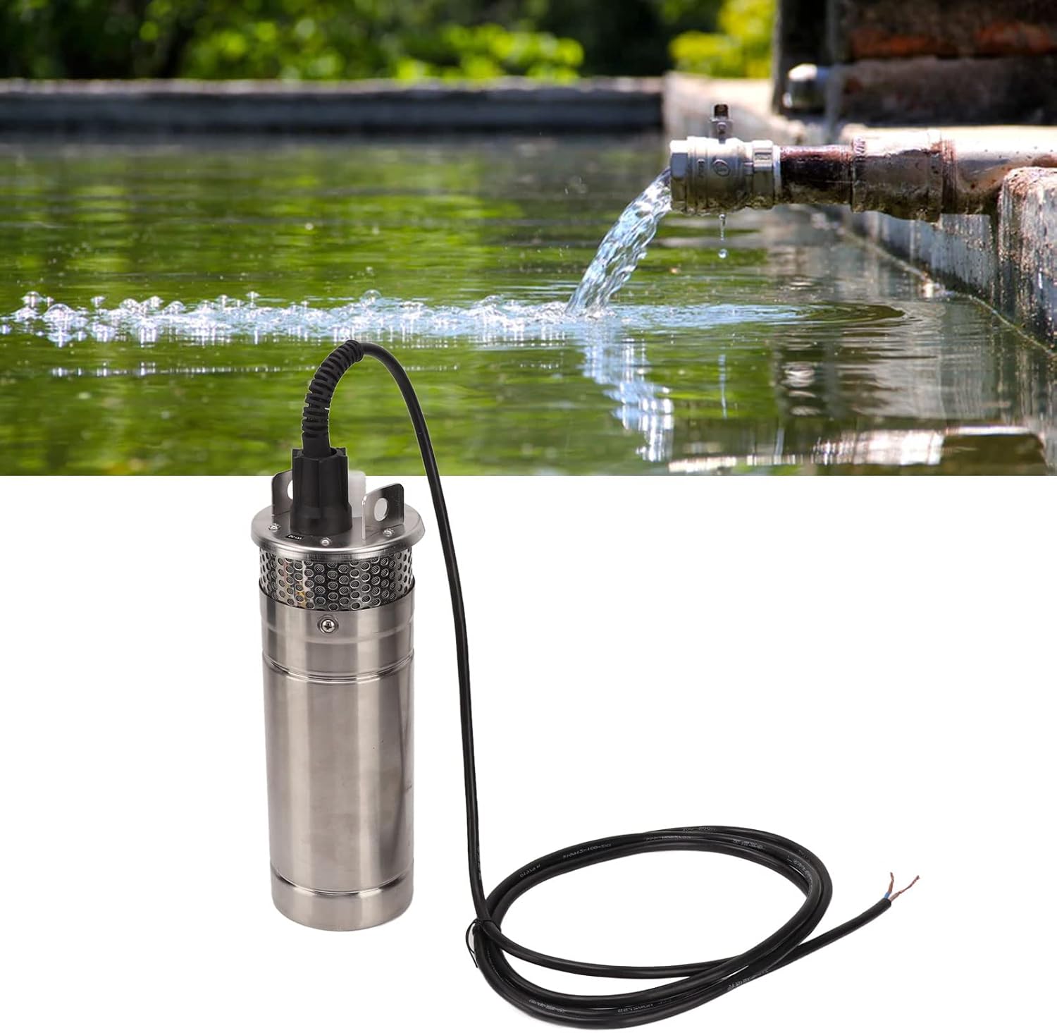 Pilipane Submersible Deep Well Pump 120W, High for Move Solar Energy Stainless Steel Body Red Copper Coil Water Pump 3 2GPM for Cities Farmland Irrigation and Home Use, (DC24V)