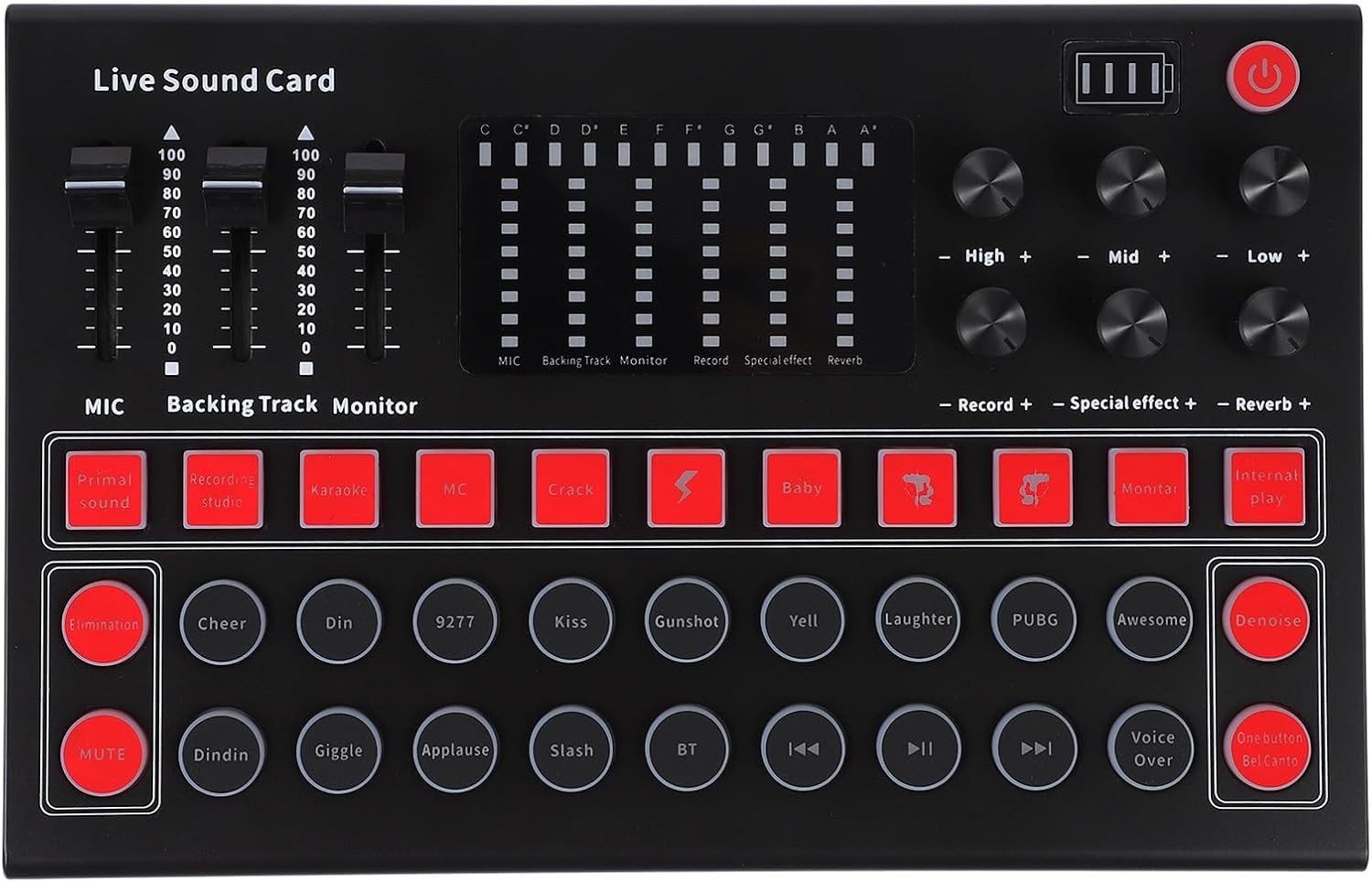 Multi-functional External Sound Card Audio Mixer with Voice Changer for Live Streaming and Gaming Compatible with Mobile Phones and Computers Portable Live Broadcast Device