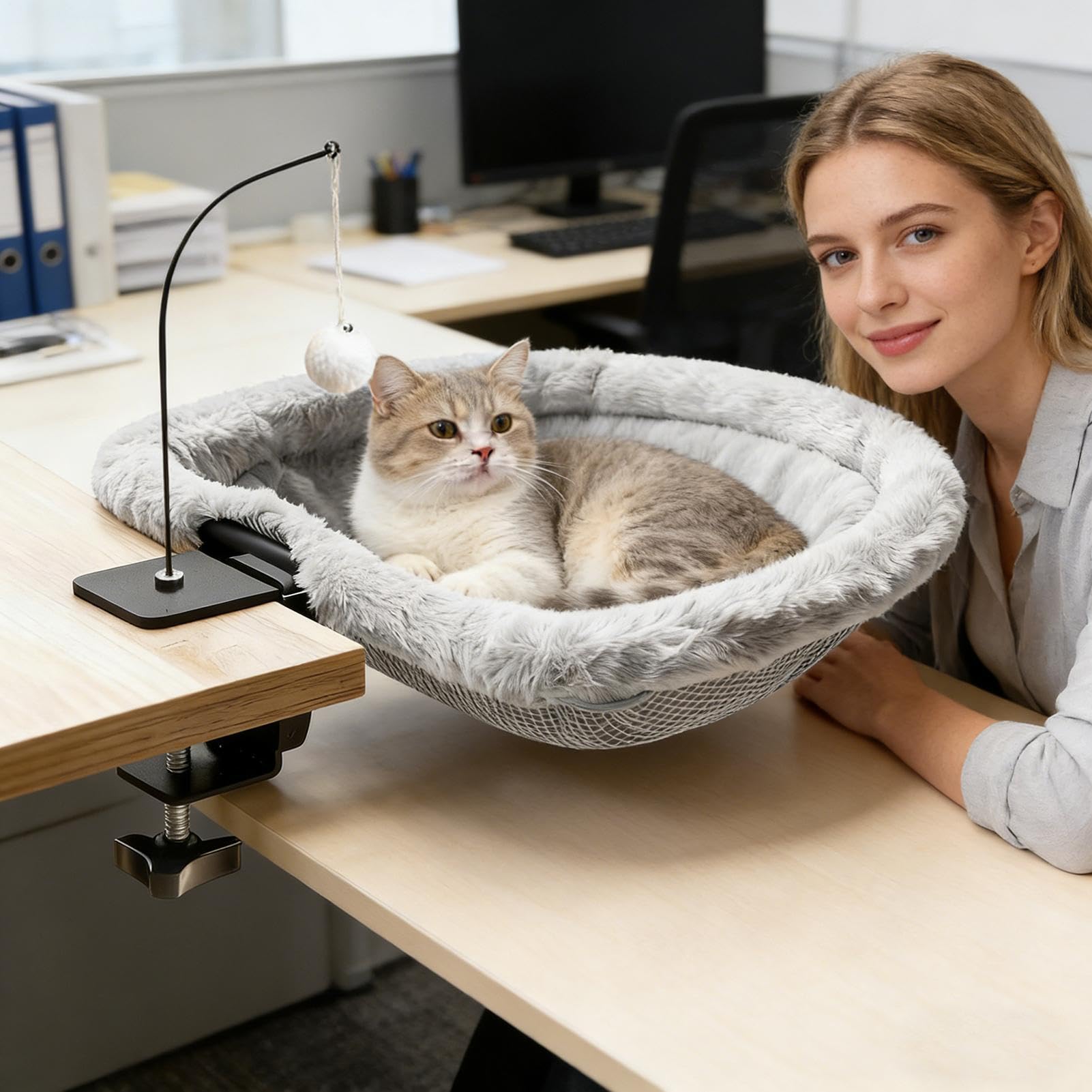 Cama para Gatos de Escritorio Hamaca antideslizante para gatitos que ahorra | Cama de Escritorio Montable para Salón Oficina Hogar Dormitorio Mesa Descanso Juego