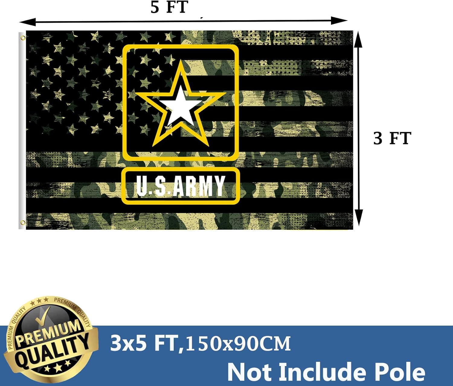US Army Camo Flag 3x5 Outdoor Double Sided- American United States Army Star Black Military Flags 3 Ply Heavy Duty Fade Resistant Banner for Outdoor Indoor Garage Wall - Image 7