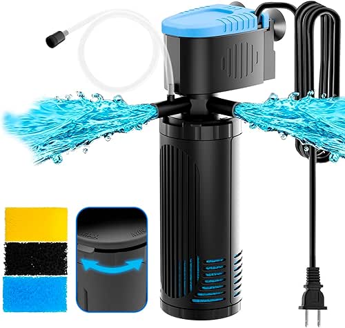 AquaMiracle 300GPH Internal Aquarium Filter, 3-Stage Fish Tank Filter with