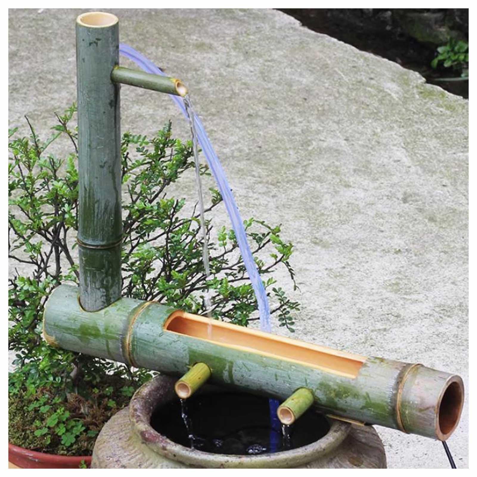 XYUERU Zen Garden Fountain Bamboo Water Feature, Japanese-Style Bamboo Fountain with Pump Kit, Garden Decoration, Waterscape Decorate Cascading Tiered Water Fountain for Indoor Outdoor(50cm)