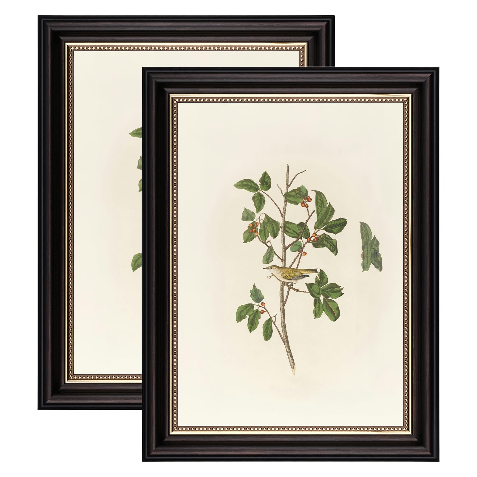 YoHyien Bilderrahmen Vintage A4 2er Set, Retro Fotorahmen zum Aufhängen und Aufstellen, Shabby Chic Postkarten Rahmen für Den Schreibtisch, Picture Photo Frame for Wall (Schwarz, 21 x 30 cm)