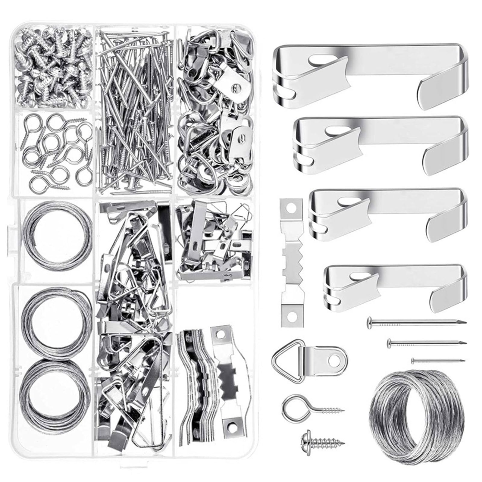 Buxuaaaa Multicolor 246Pcs Heavy Duty Picture Hanging Hook Hardware With Nails Metal Picture Hangers For Drywalls Wood Wall Enduring Frames Hangers For Wall Mounting With Nails Heavy Duty