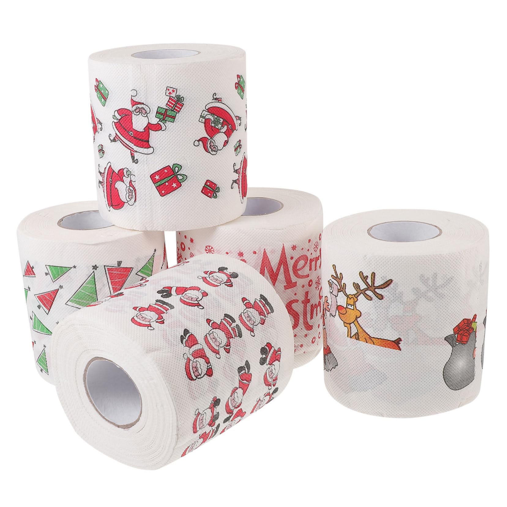 5rollos Servilletas Desechables Navidad Gruesas Higiénicas Absorbentes para Fiestas Baño y Cenas Navideñas
