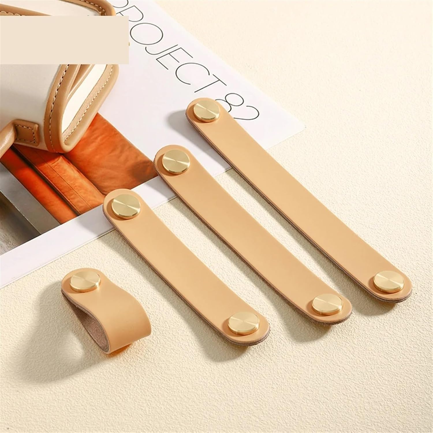 Leather Handle Multiple Color Kitchen Cabinet Door Knobs Wardrobe Drawer Pull Cupboard Furniture Handle 96/128/160mm 1/6/10Pcs (Color : 07-128mm, Size : 1PCS)