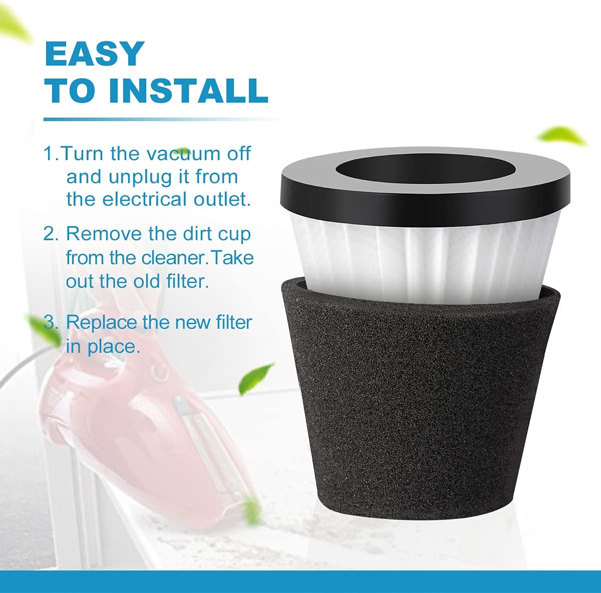 LANMU Replacement Filter Compatible with Dirt Devil SD30025B Scorpion Handheld Vacuum Cleaner Style F117, Compare to Parts AD40117 (2 Pack) -