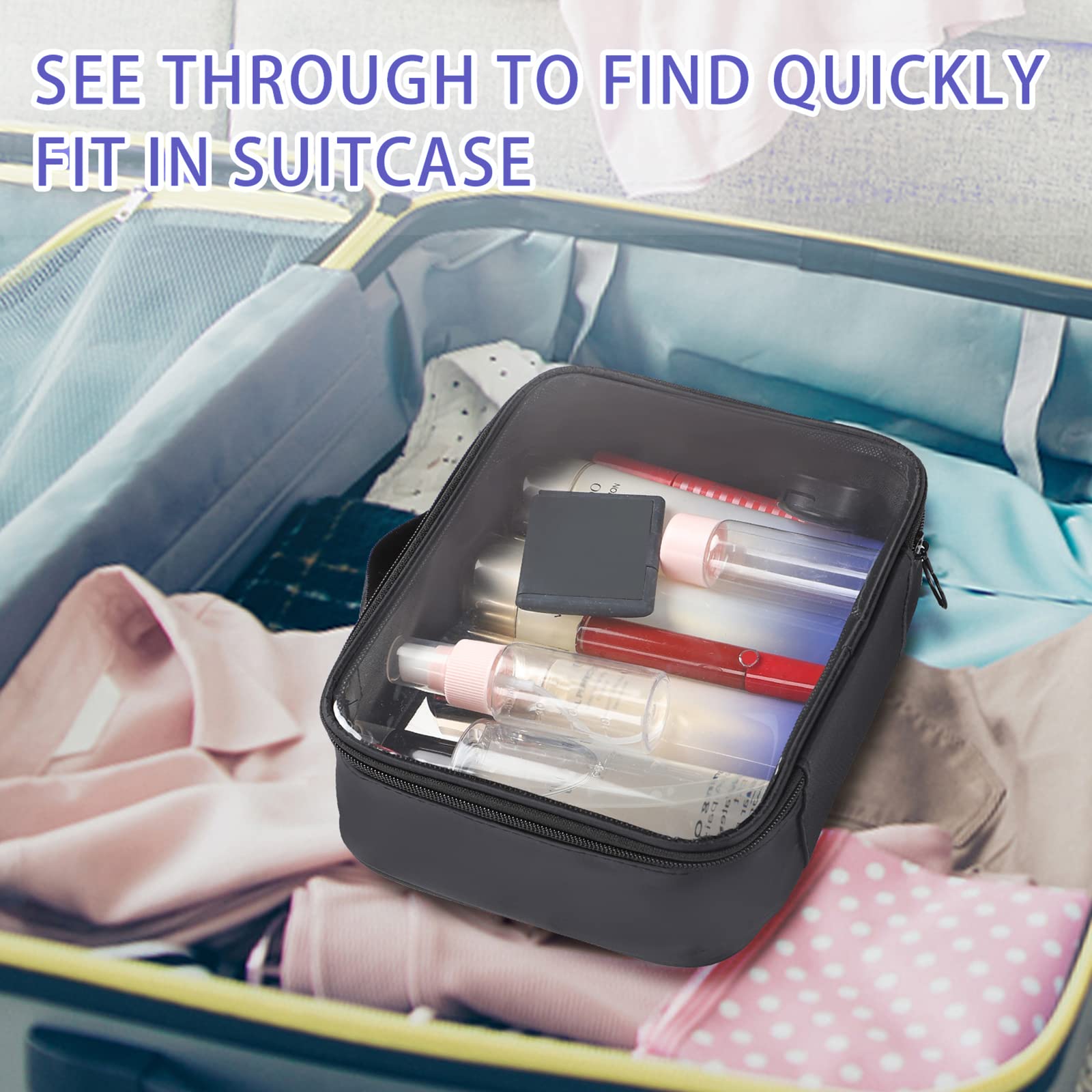 Sightor Transparente Make-up-Tasche, 2 Stück, TSA-zugelassen, Kulturbeutel, Flugreise, Kosmetiktasche, Quartgröße, PVC, Reise-Kulturbeutel für Damen und Herren
