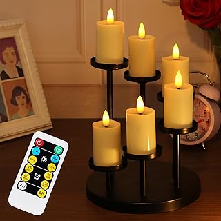 6 Pack Votive Candle with Holder, Remote Control Ivory Tea Lights,flameless Candle max 800hours by 2 AAA Batteries(EXCL.) Indoor, Bedroom, Study