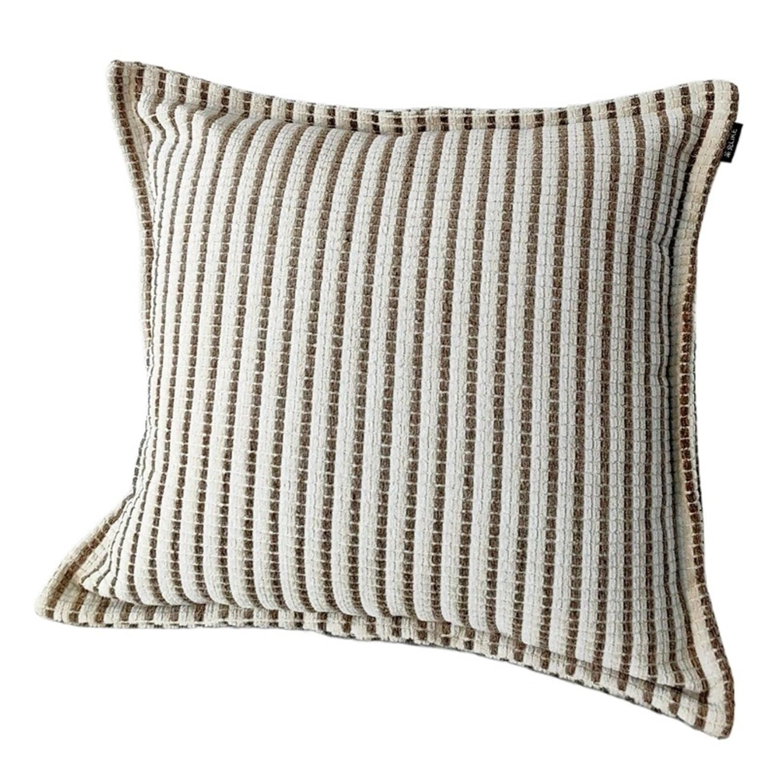 Pillow Cases Modern Retro Oat Brown Striped Jacquard Cushion Cover Texture Pillow Covers Decorative Luxury Home Decor Case(B-45X45CM)