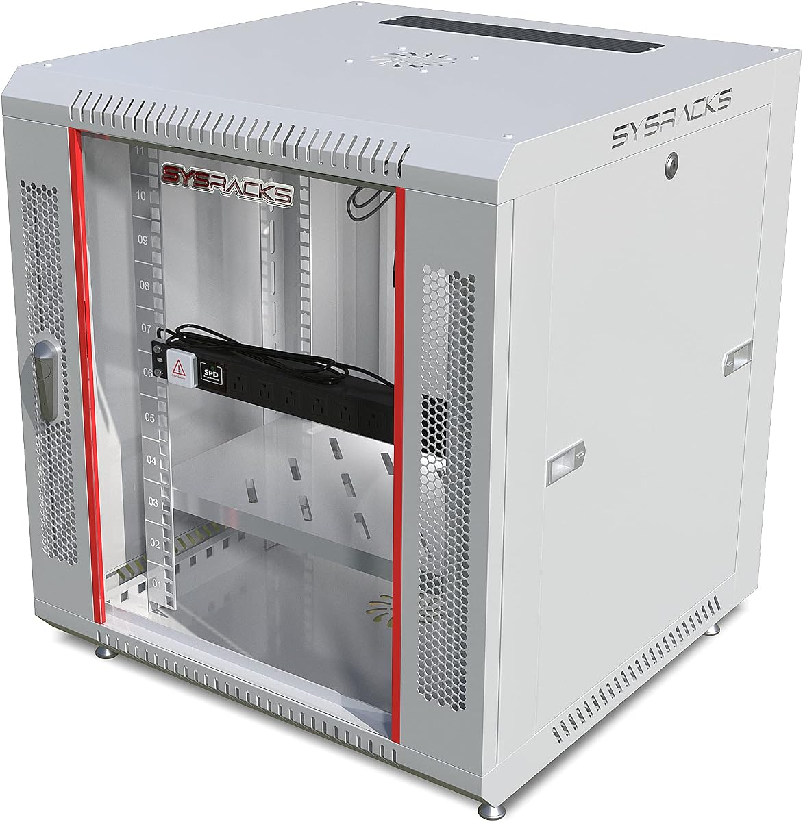 12U Wall Mount Server Rack Cabinet 24” Deep, 19” Network & AV Enclosure for Home Lab with Fan, PDU, 1 Shelf, Locking Glass Door
