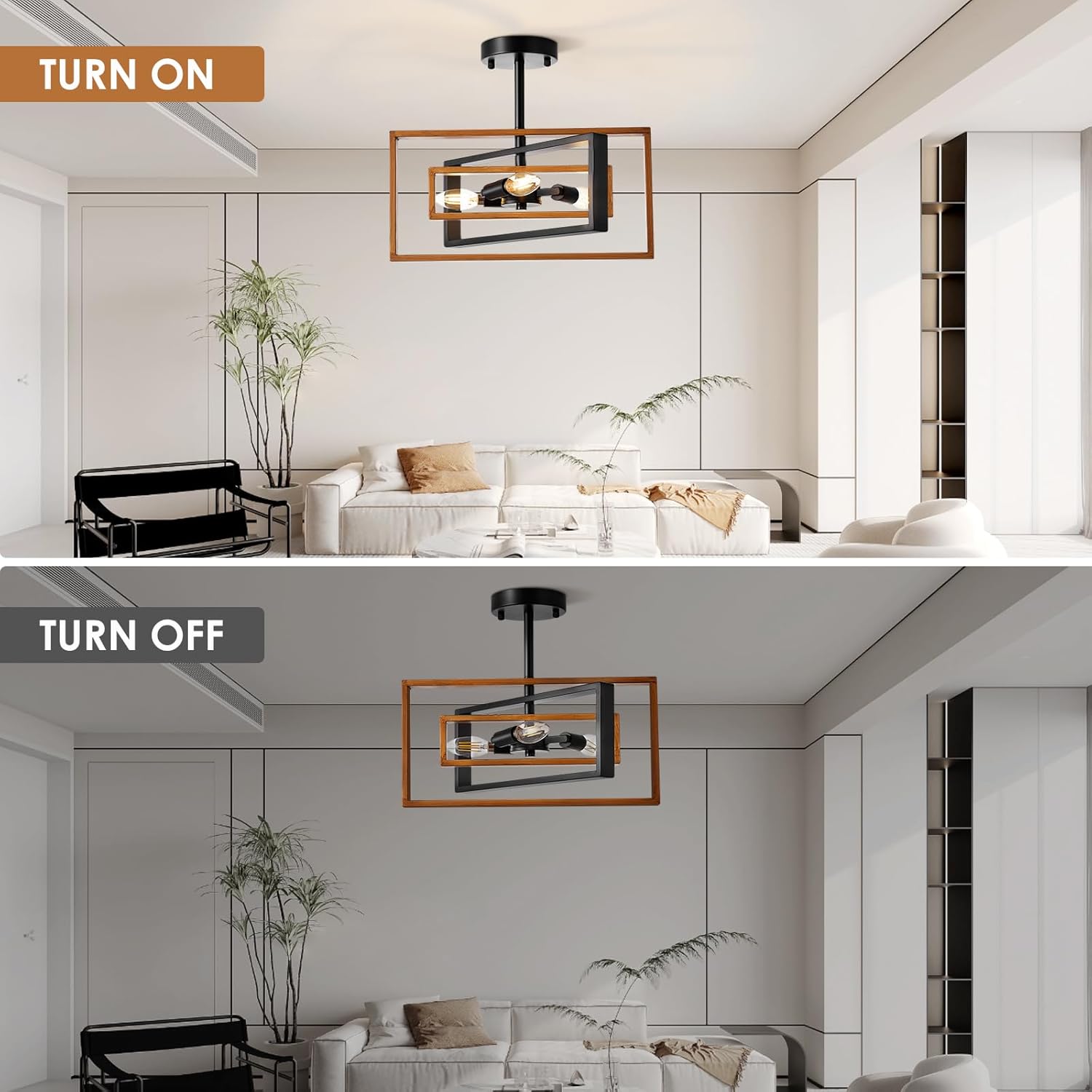 Ceiling Light,3-Light Industrial Flush Mount Ceiling Light,Rotatable Metal Frame Ceiling Light Fixture, Farmhouse Kitchen Lighting Fixtures Ceiling,Dining Room Light Fixture,Living Room,Bedroom