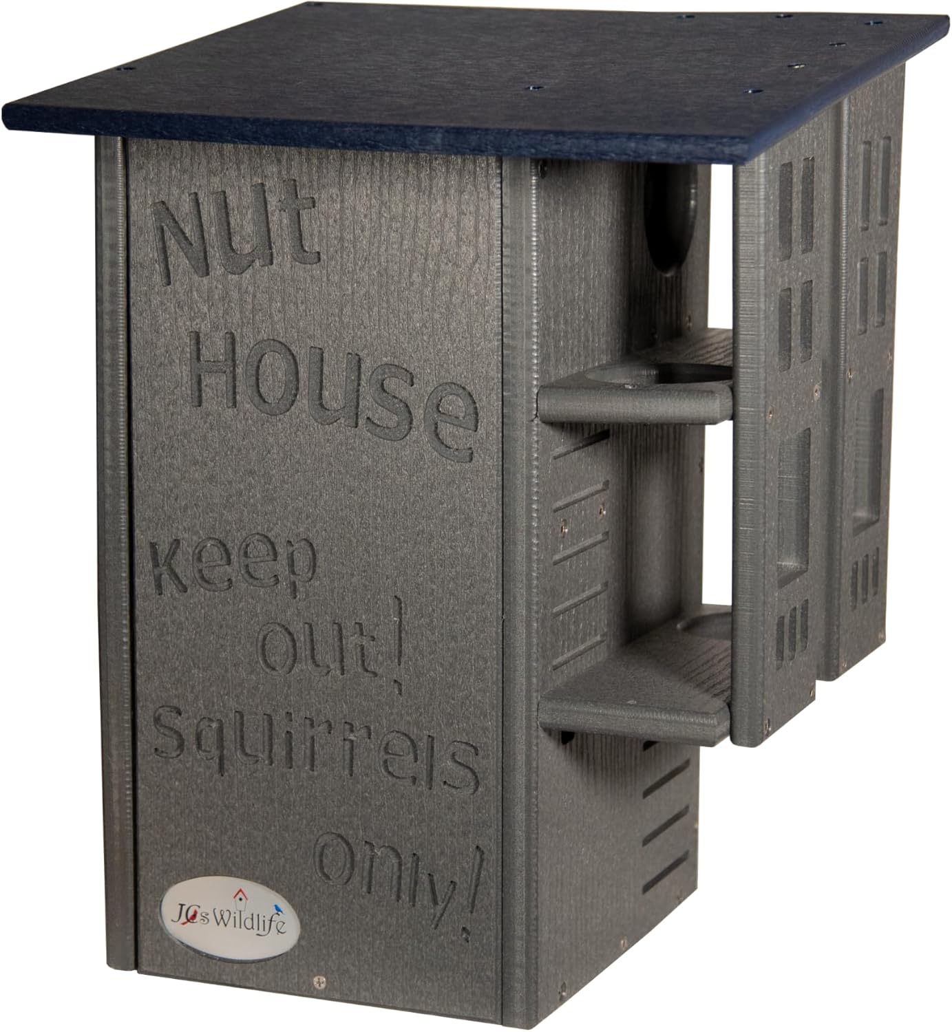 JCS Wildlife Blue & Gray Ultimate Squirrel House Nesting Box - A Perfect Playground and House for Your Squirrels - Squirrel Nesting Box - Made in The USA