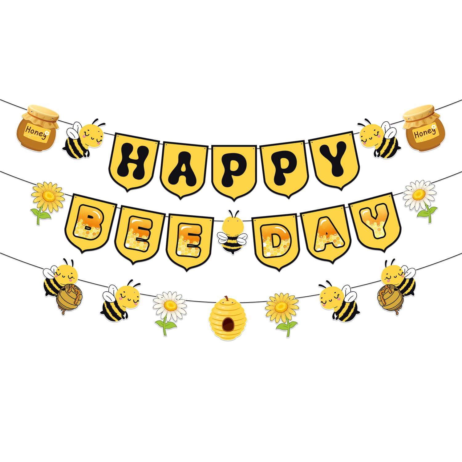 Guirlande de miel pour les fêtes Happy Bee Day anniversaire enfant