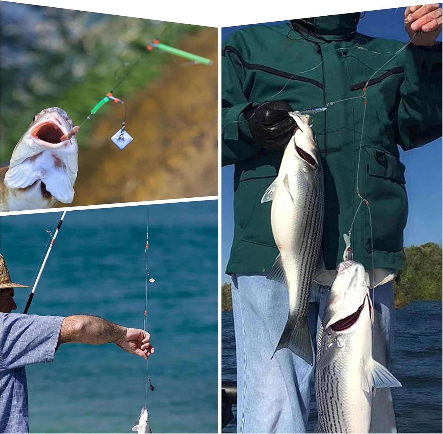 JSHANMEI Surf Fishing Tackle Kit Surf Fishing Rigs Double Hook Bottom Rigs Hi-Lo Rig Fishing Leader Rig Pier Fishing Catfishing Bottom Fishing Beach Ocean Saltwater Fishing Rigs