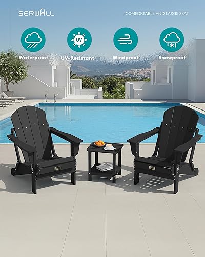 Miniatura 256 de SERWALL - Silla plegable Adirondack para patio, jardín, exterior, resistente a la intemperie, sillas para hoguera, color naranja