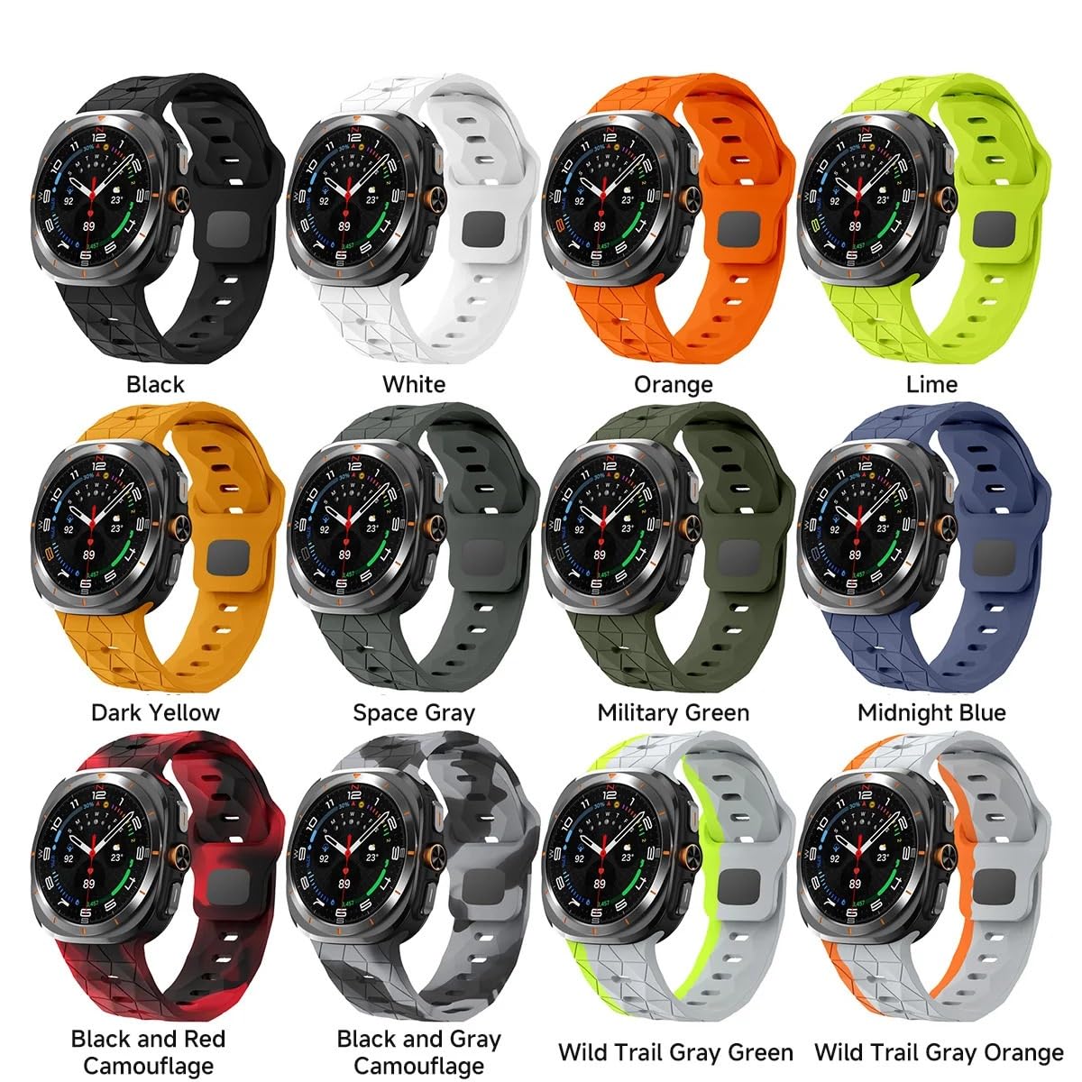 JDIME Cinturini traspiranti compatibili con Galaxy Watch 7 Ultra Band 47mm Cinturino sportivo in silicone per cinturini Galaxy Watch Ultra da uomo e da donna