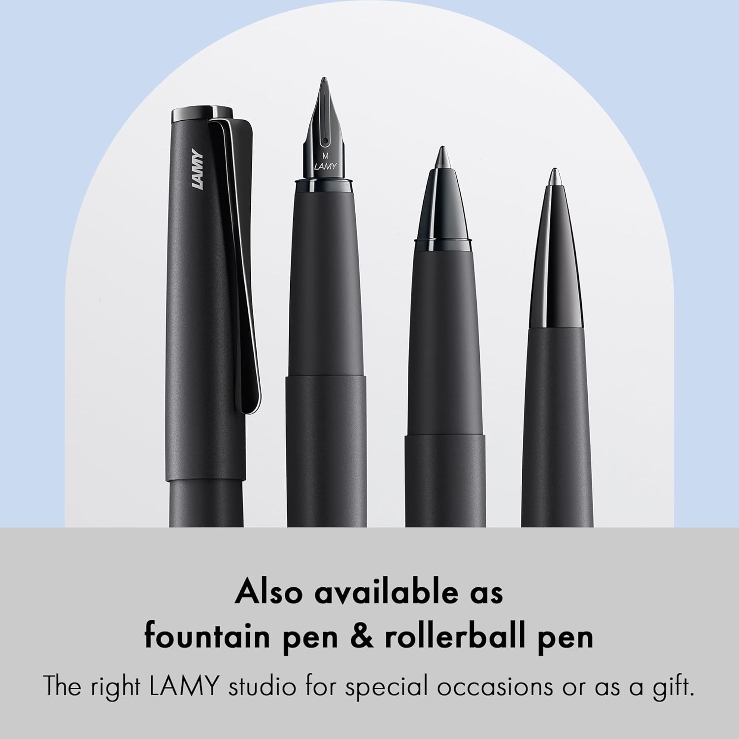 Lamy studio lx-all-black - ballpoint pen in elegant stainless steel casing - with propeller-shaped clip - incl. giant refill M 16 in line width M in black